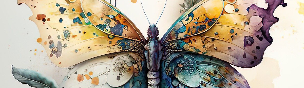 Watercolor butterfly banner